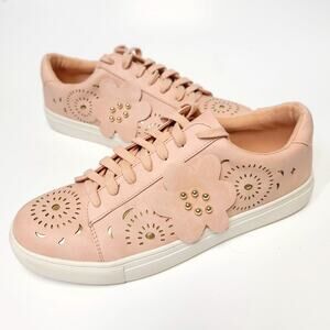 Nanette Lepore Sneakers Size 10 Wesley Dusty Pink Lace Up Gold Floral